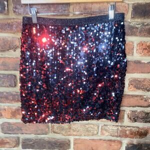 Lydia Black Red Sequined Mini Skirt Women's Size Large
